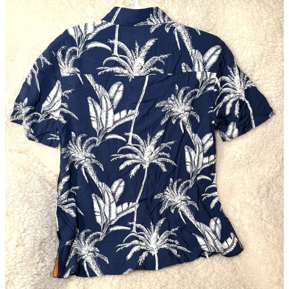 Margaritaville Casual Button Down Collared Men's Shirt Insignia Blue Palm Sz M - Picture 4 of 4